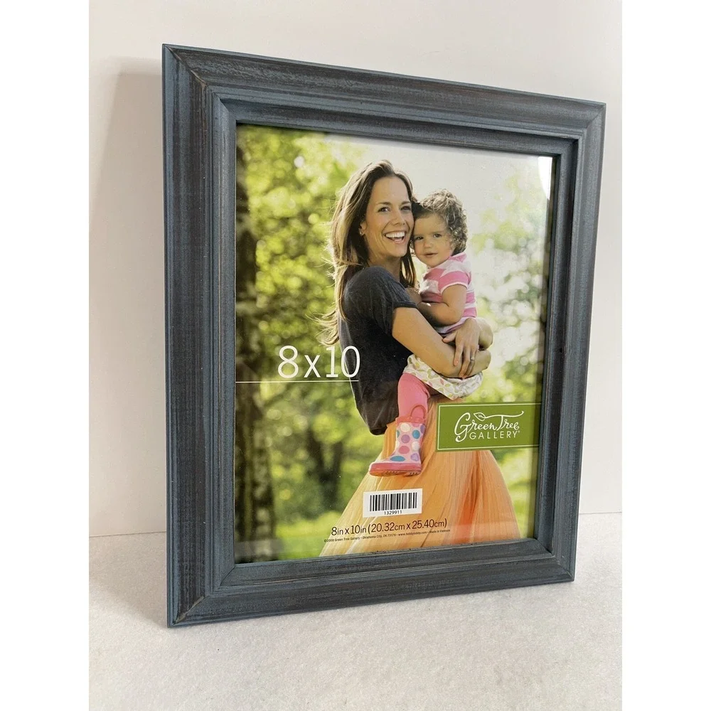 Raised Surface Wood Picture Frame 8x10 Gallery Display Wall Hanging Blue Rustic
